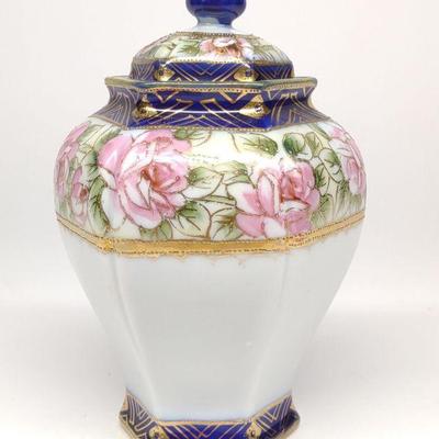 Nippon Cobalt Blue & Gold Covered Vase