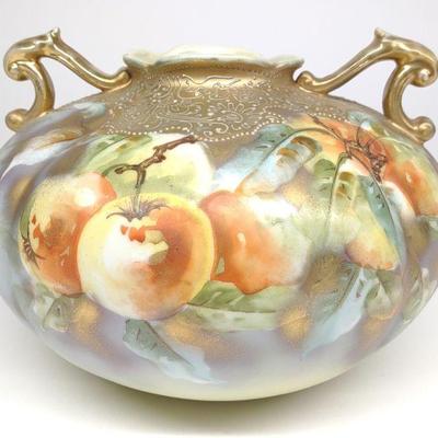 Nippon Peach Painted Double Handled Vase