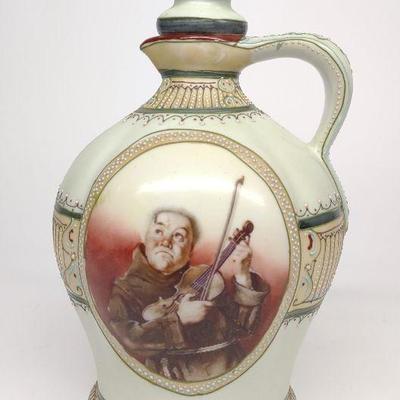 Nippon Monk White Enameled Portrait Wine Jug