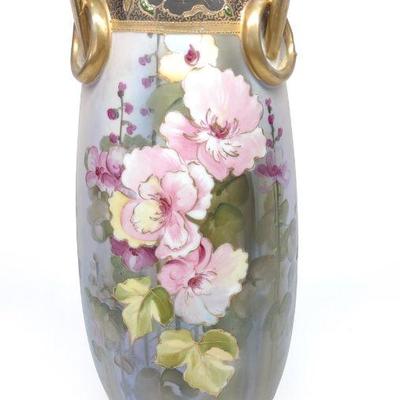 Nippon Floral 3 Footed Porcelain Vase