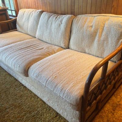 Vintage Rattan Three-Seater Sleeper Couch