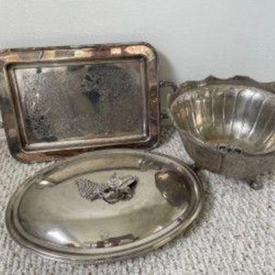 Three Vintage Silver Plated Serving Dishes