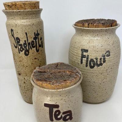 Three 1970â€™s Vintage Kitchen Pottery Jars