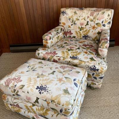 Floral Chair and Ottoman