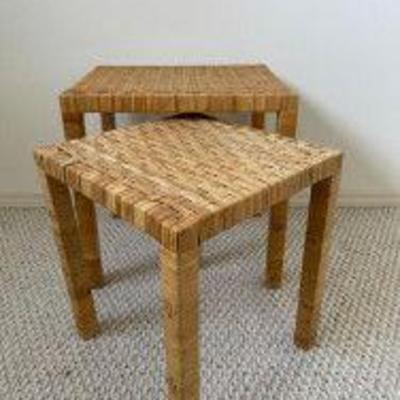 Two Wicker Nesting Tables