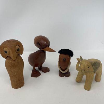 Vintage Handmade Small Figures - 3 Wooden
