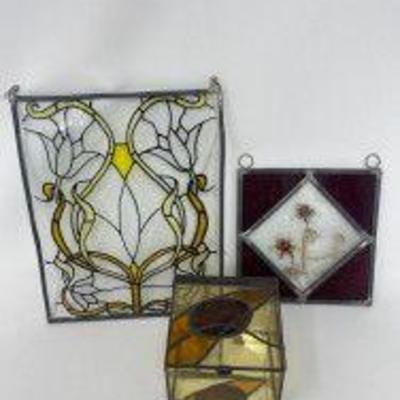 Three Vintage Stained Glass Pieces
