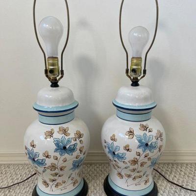 (2) Vintage Lamps Signed Marian Abbey