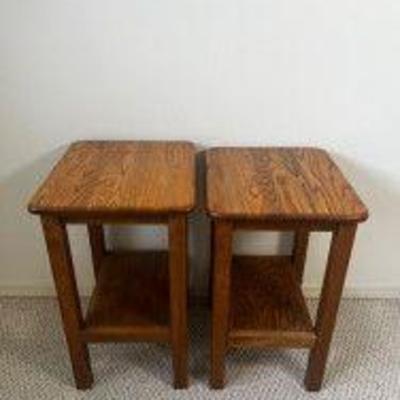 Two Tall Wood End Tables