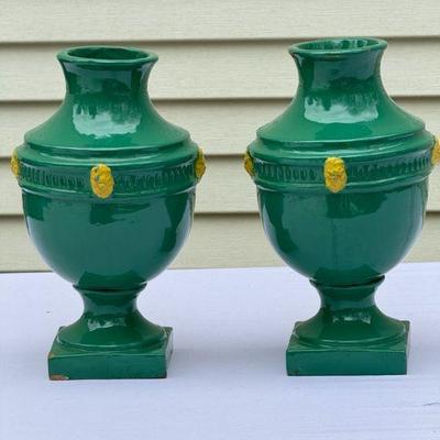 (2) 11â€ Italian green pots
