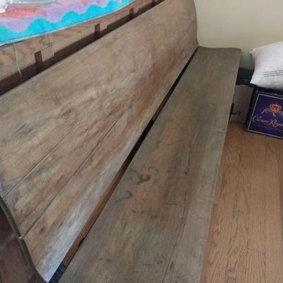 Cast iron and wood antique folding church bench $600
