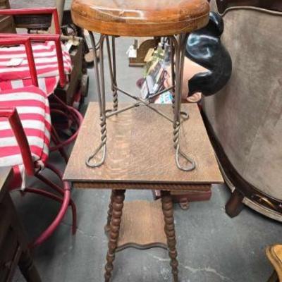 #2044 â€¢ Antique Table and Stool
