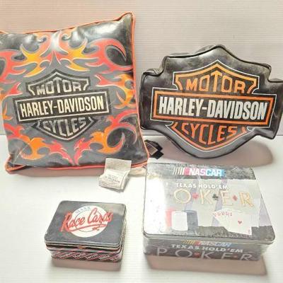 #2202 â€¢ Harley Davidson Pillows and Race Car Cards
