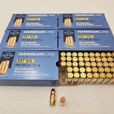 #1498 â€¢ (250) Rounds PPU .357 SIG Ammo
