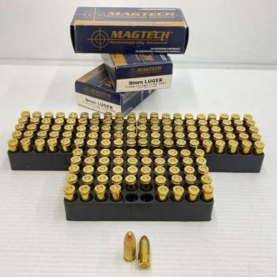 #1418 • 150 Rounds of Magtech 9mm Luger Ammo
