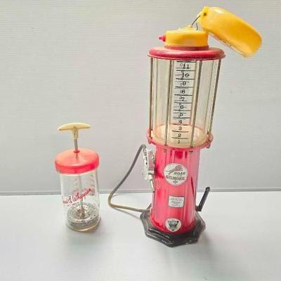 #2218 â€¢ Vintage Gilmore Gas Pump Drink Dispenser & Speed Whipper
