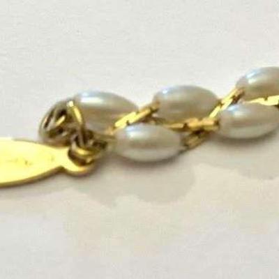 Delicate Napier Bracelet of Freshwater Pearls, Signed
