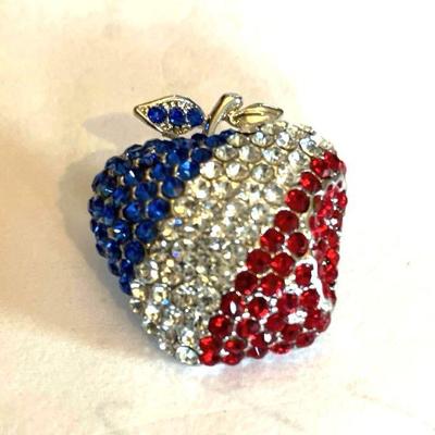 Cool Red, White & Blue Apple Pin
