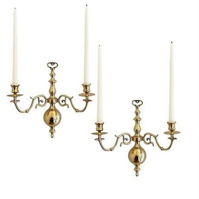Lot 078   
Georgian Style Brass Wall Candle Sconces, Two (2)
