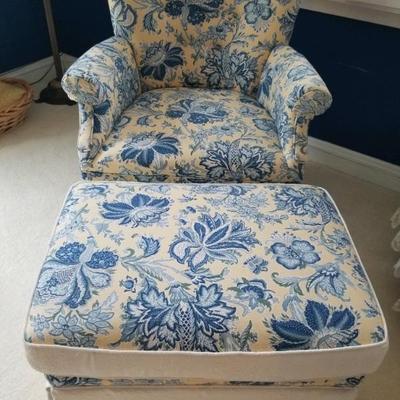 French country  upholstered chair/ottoman