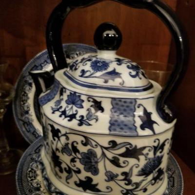 Blue and white teapot