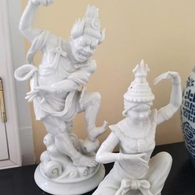 Pair of blanc de chin orientalist figurines