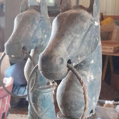 Pair of horse head hitching posts