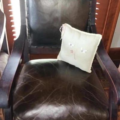 Antique leather covered chair