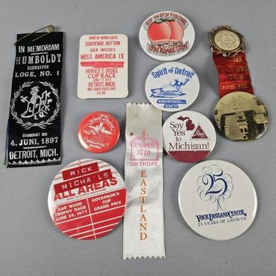 Lot 145 | Vintage Detroit & Michigan Event/Advertising Pins