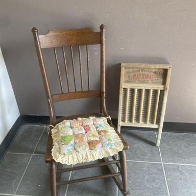 Lot 304 | Vintage Childs Rocking Chair & Washboard