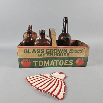Lot 313 | Vintage Tomatoes Box, Bottles & More!