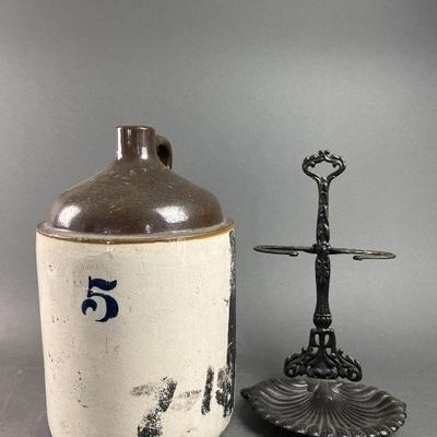 Lot 312 | Vintage 5 Gallon Jug & Hearth Tool Holder
