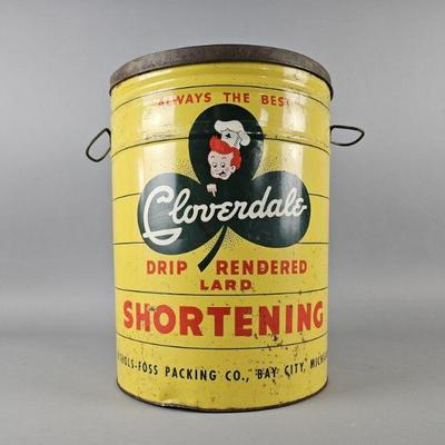 Lot 257 | Vintage 50lb Cloverdale Shortening Tin