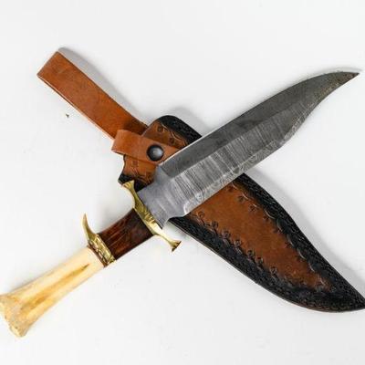 Lot 103i | Handmade Damascus Steel Bowie Knife