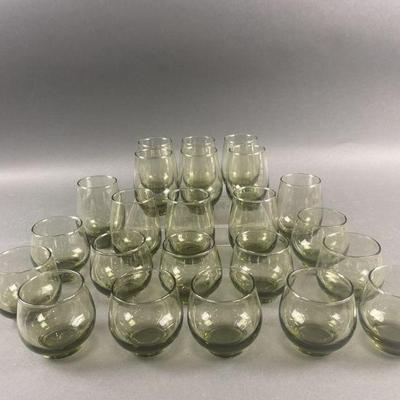 Lot 61 | Vintage Libbey Green Olive Tumblers & Glasses