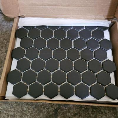 Lot 167 | Matte Black Hexagon Ceramic Mosaic Tiles