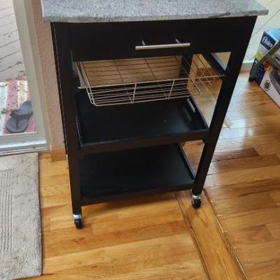 Mobile bar cart with marble top