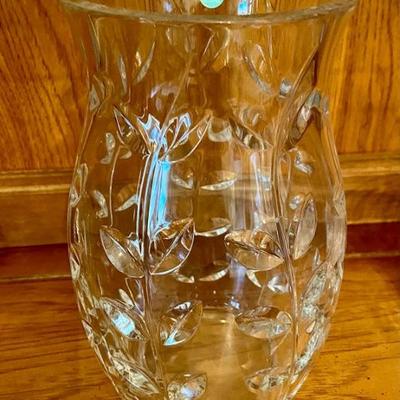 Tiffany & Co Floral Vine Etched Crystal Vase