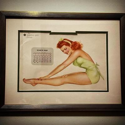 Vintage Framed Alberto Vargas Pinup Calendar