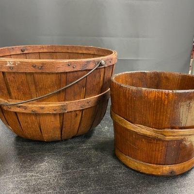 Sale Photo Thumbnail #207: Vintage Bushel Basket Wood Planter