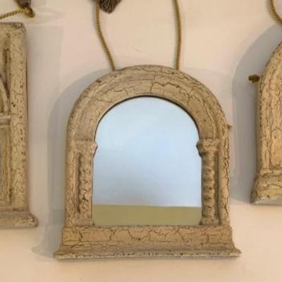 3 small mirrors with distressed frames