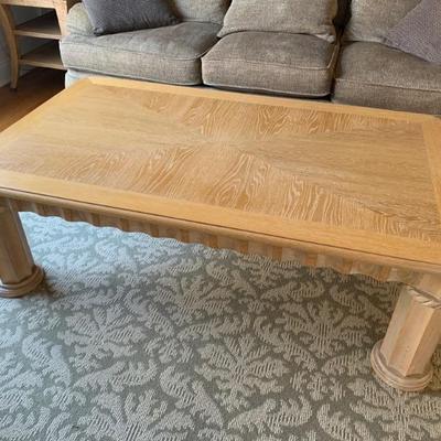 Lexington coffee table in light whitewash, 34x58”