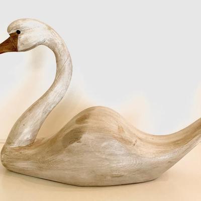 Wooden swan, 22â€lg., 16â€ ht.