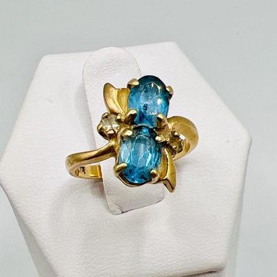 Beautiful Blue 10K Gold Ring ?with Diamond Accents?
