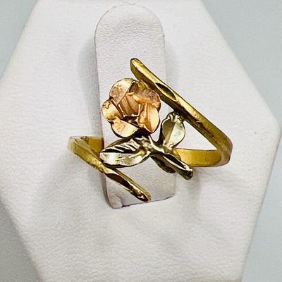 Floral Tri-Tone 14K Gold Ring
