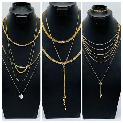 (10) Pieces of Golden Costume Jewelry
