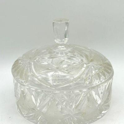 Vintage Cut Glass Covered Bowl
