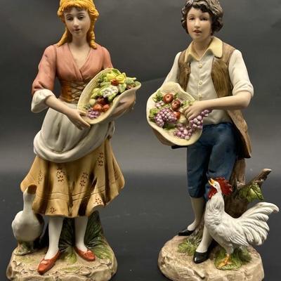 (2) Bisque Porcelain Folk Life Figurines