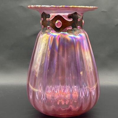Silvestri Mouth Blown Pink Glass 14in Vase