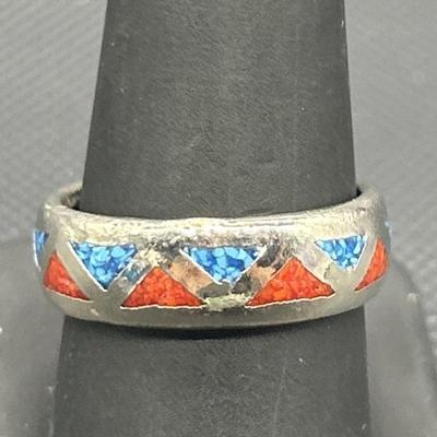 925 Silver w/ Turquoise Ring, Size 9.5, TW 7.4g